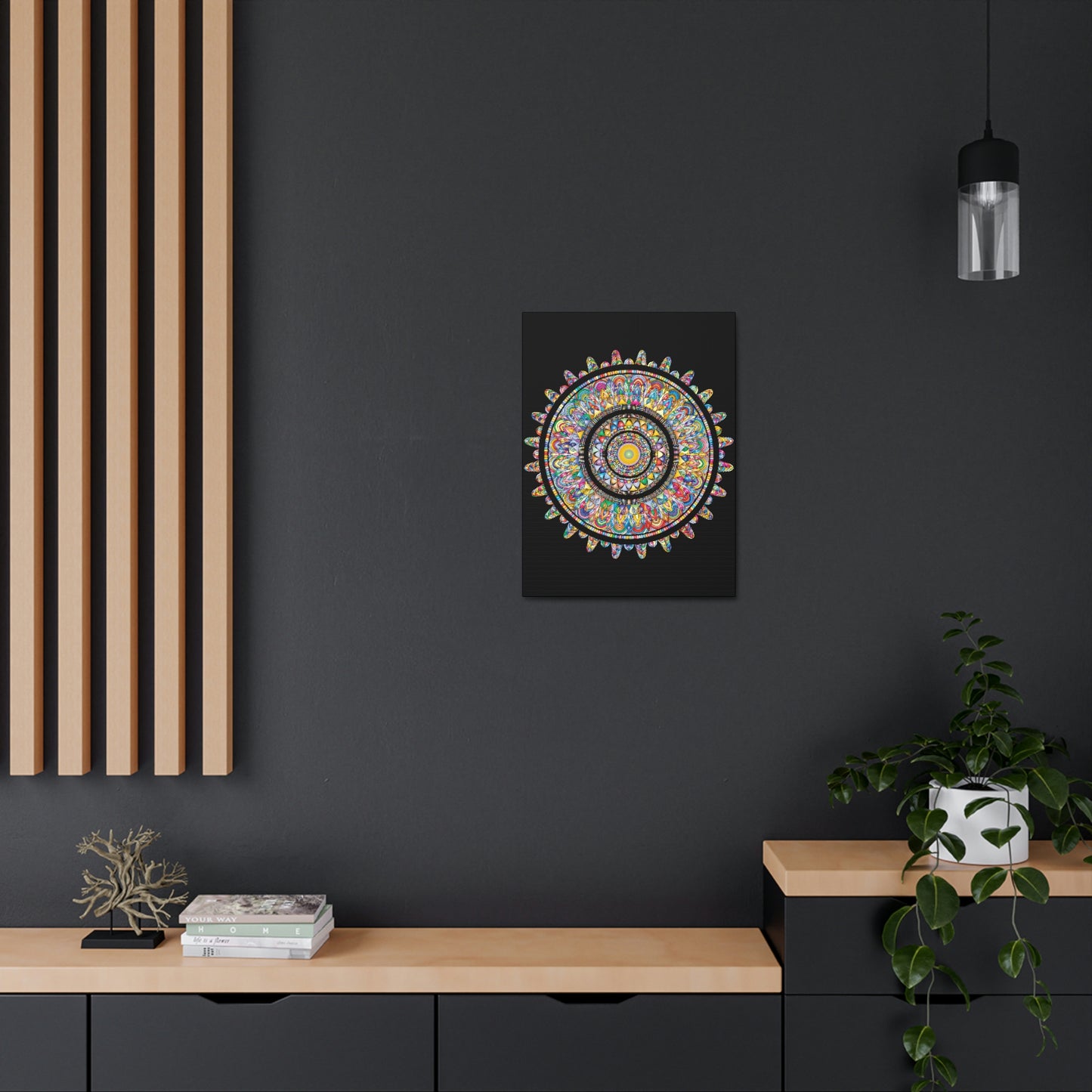 Beautiful Colorful Mandala Wall Art Satin Canvas, Stretched