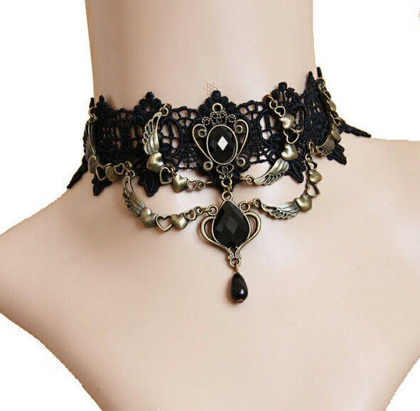 Vintage Black Lace Necklace