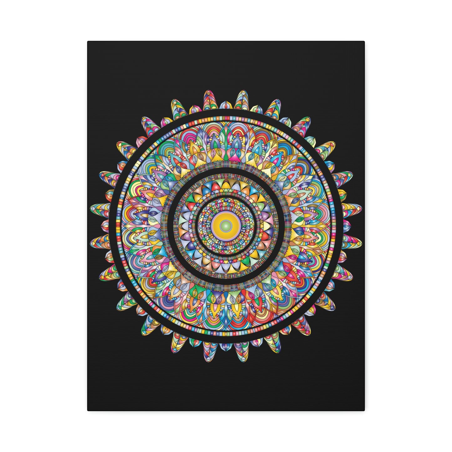 Beautiful Colorful Mandala Wall Art Satin Canvas, Stretched