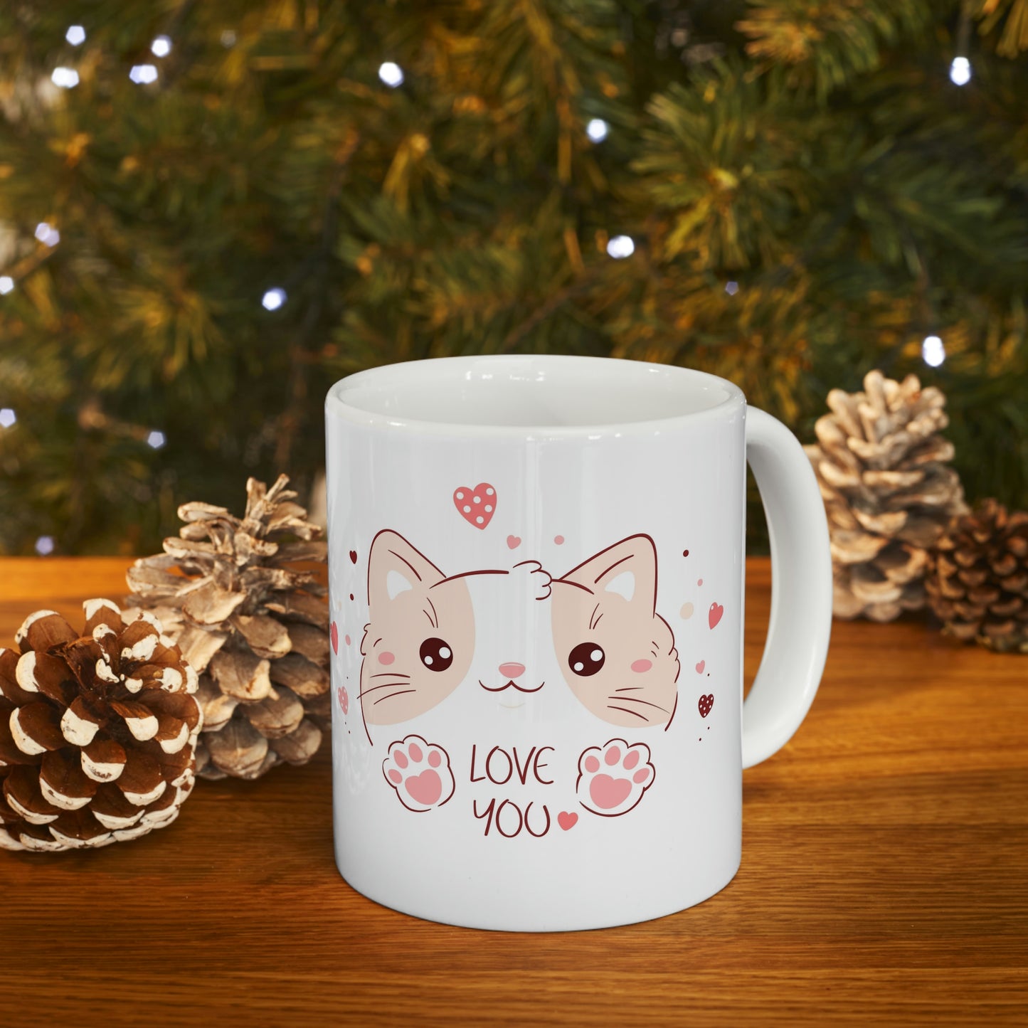 Ceramic Mug 11oz With A Cute Kitten Design - ILove You