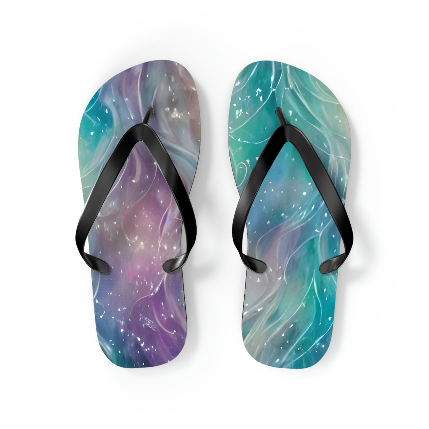 Flip Flops with Turquoise and Pink Design