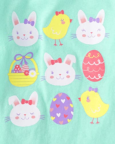 The Children's Place Baby Toddler Girls Short Sleeve Multi Color Graphic T-Shirt, Bunny Eggs, 5T