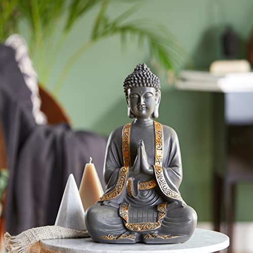 Zen  Buddha Meditation Statue, Resina, colour Bronze, 15 x 24 x 37.5 cm