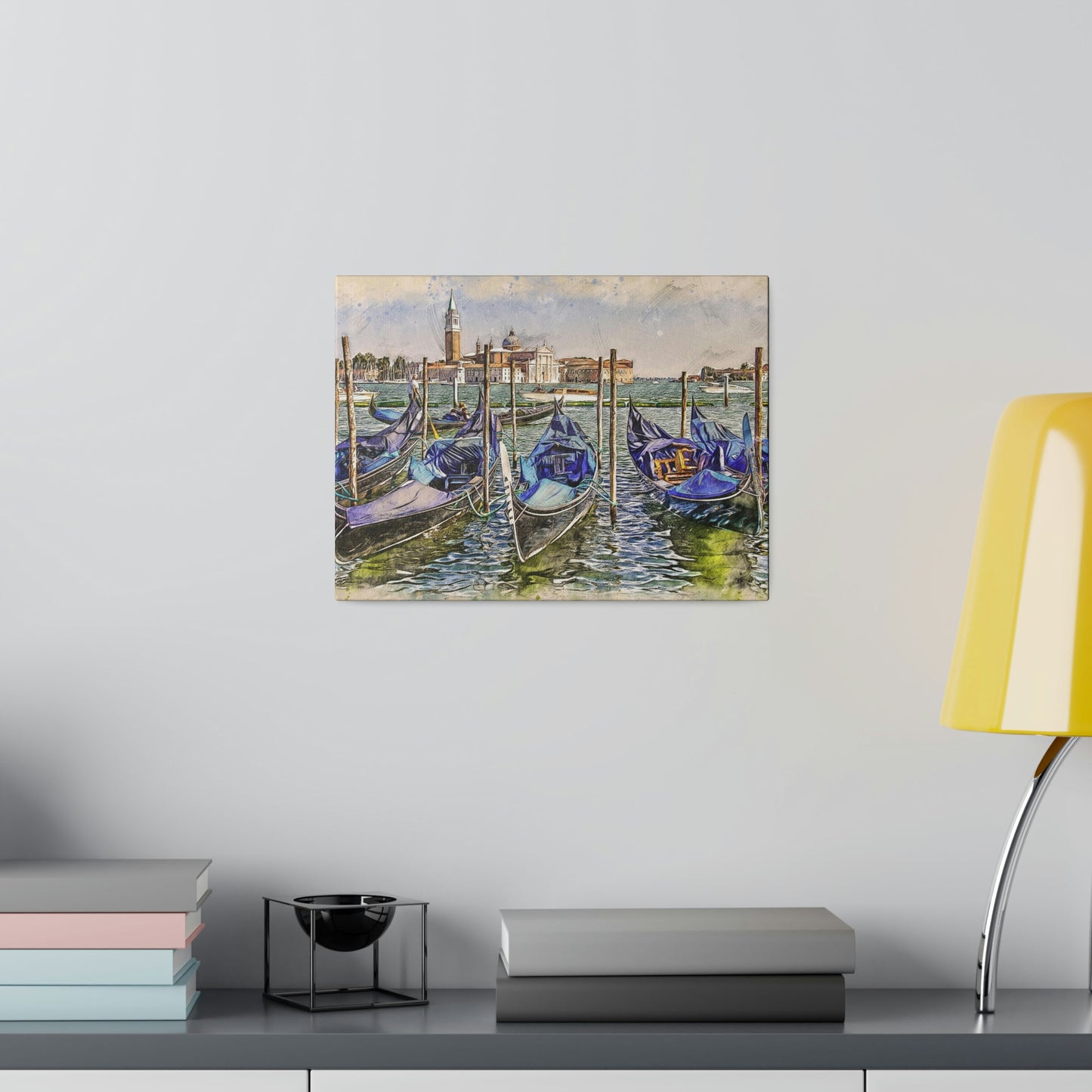 Venice Italy Gondolas Painting Matte Canvas print, Stretched