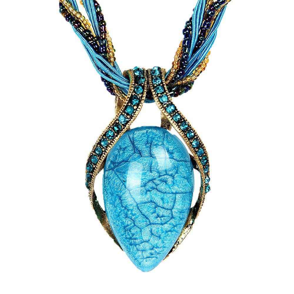 Vintage Bohemian Opal Style Crystal Necklace