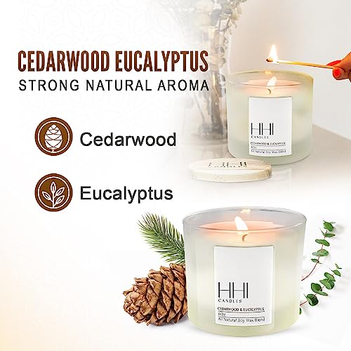 All-Natural Cedarwood Candle Scented Soy Candle | Cedarwood and Eucalyptus Candle | A Fresh Blend Cedarwood and Eucalyptus | Large Eight Ounce Single Wick Candle | Long Burn time | HHI Candles