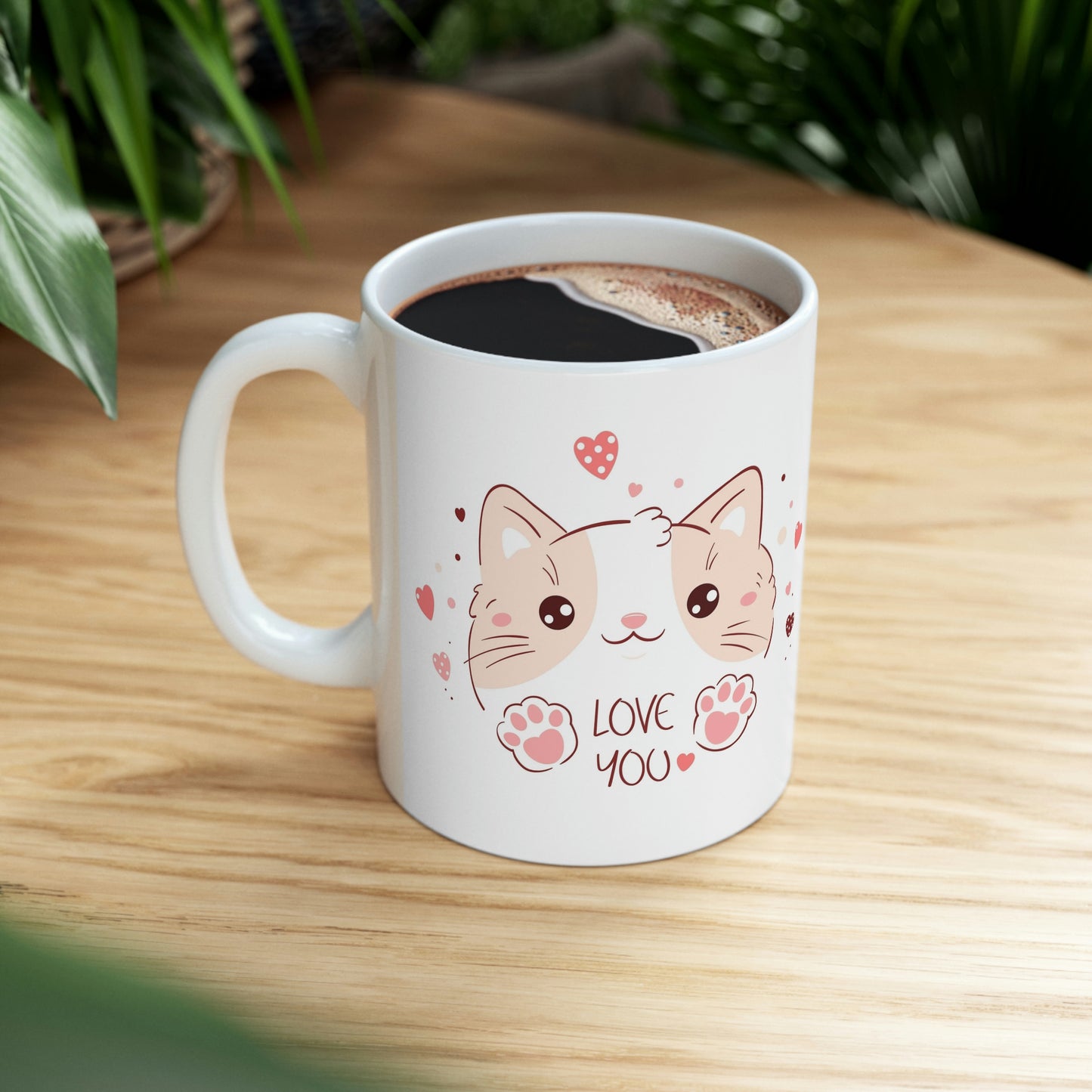 Ceramic Mug 11oz With A Cute Kitten Design - ILove You