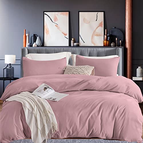 Soifox Biancheria da letto 200 x 220 cm, colore rosa, morbida e confortevole, non necessita di stiratura. Copripiumino 200 x 220 cm, con federa da 80 x 80 cm, set da 2 biancheria da letto con chiusura