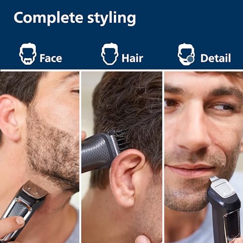 Philips Norelco Multi Groomer All-in-One Trimmer Series 3000-13 Piece Mens Grooming Kit for Beard, Face, Nose, Ear Hair Trimmer and Hair Clipper - NO Blade Oil Needed, MG3740/40