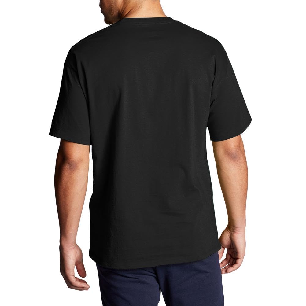 Champion, Cotton Midweight Crewneck Tee, T-Shirt for Men, (Reg. or Big & Tall), Black Script, 4X-Large