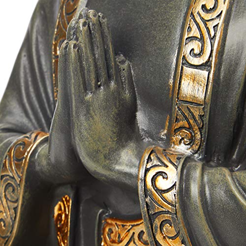 Zen  Buddha Meditation Statue, Resina, colour Bronze, 15 x 24 x 37.5 cm