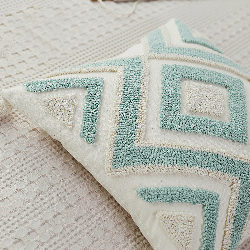 Home Fashion Simple Embroidery Geometric Pillowcase