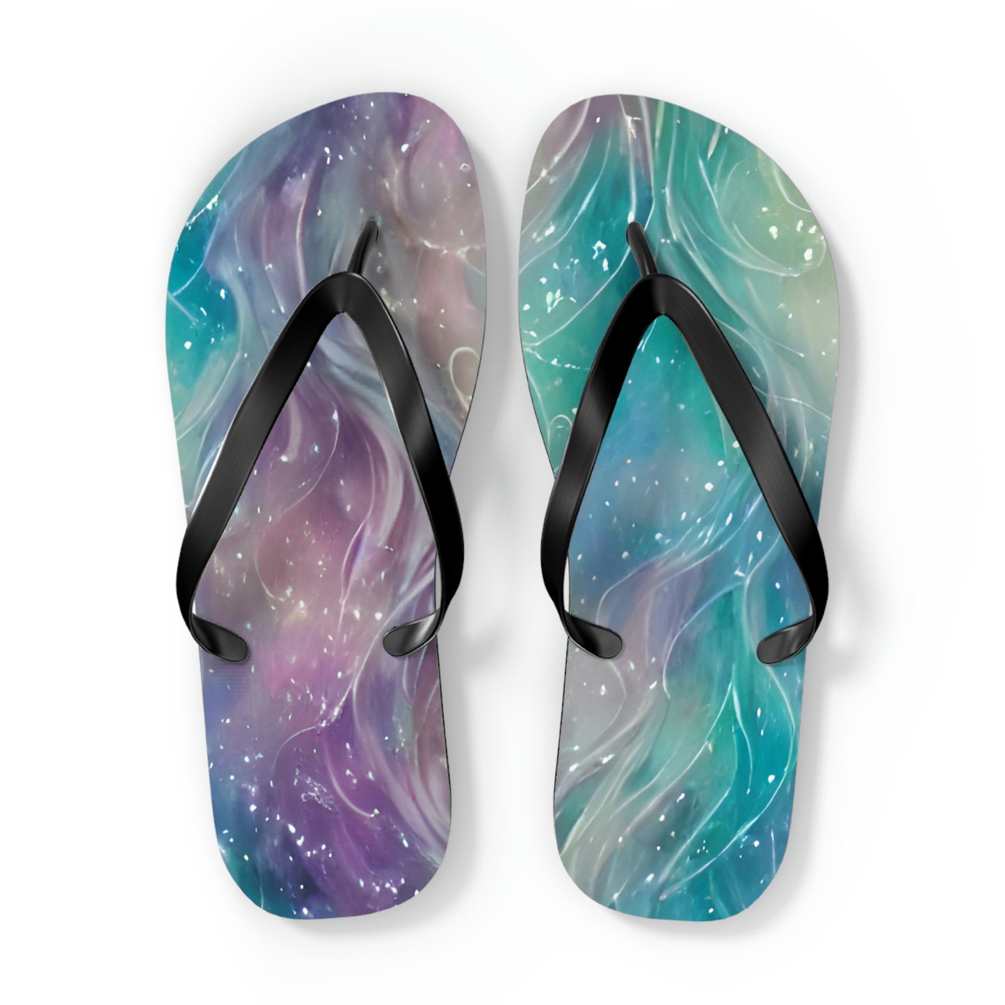 Flip Flops with Turquoise and Pink Design