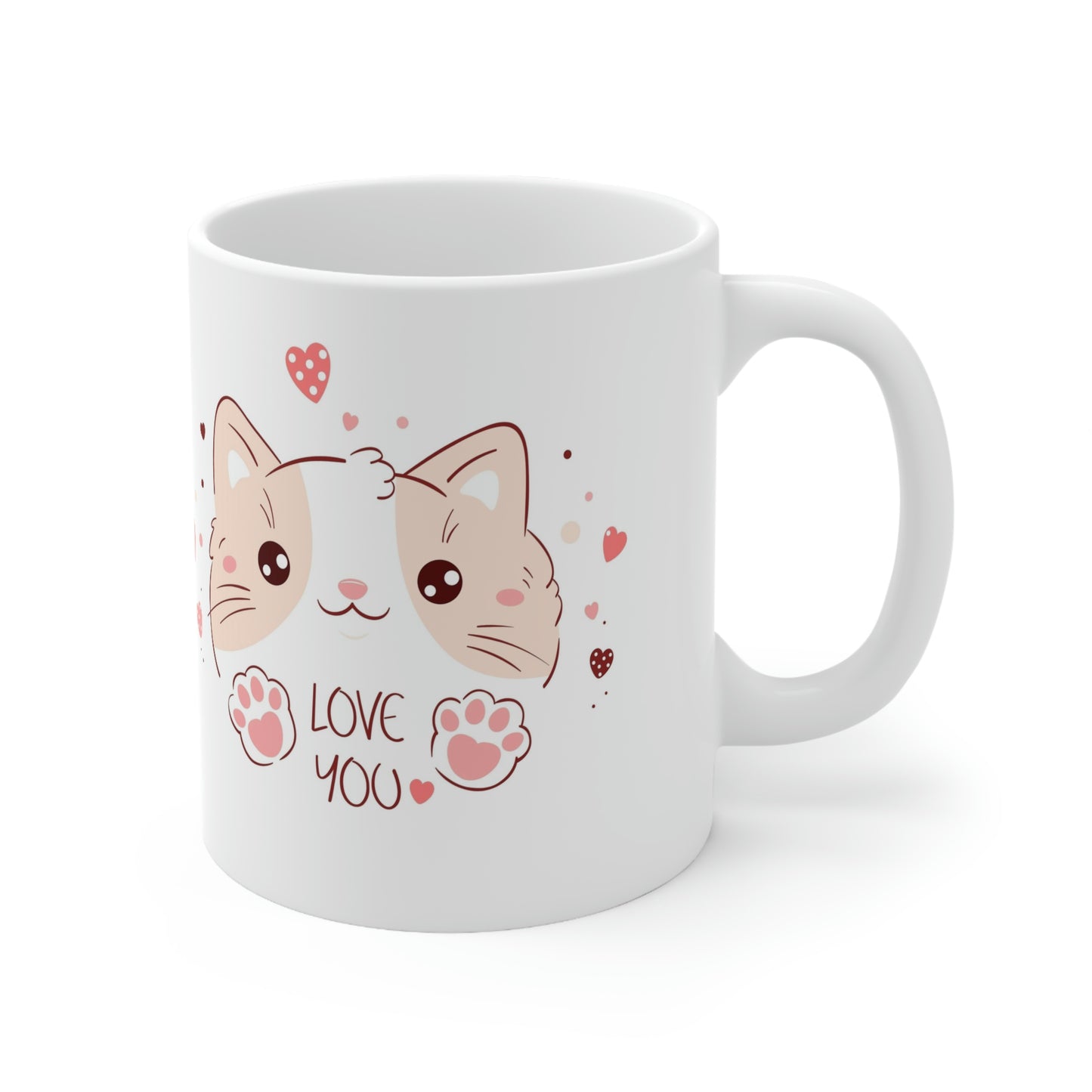 Ceramic Mug 11oz With A Cute Kitten Design - ILove You