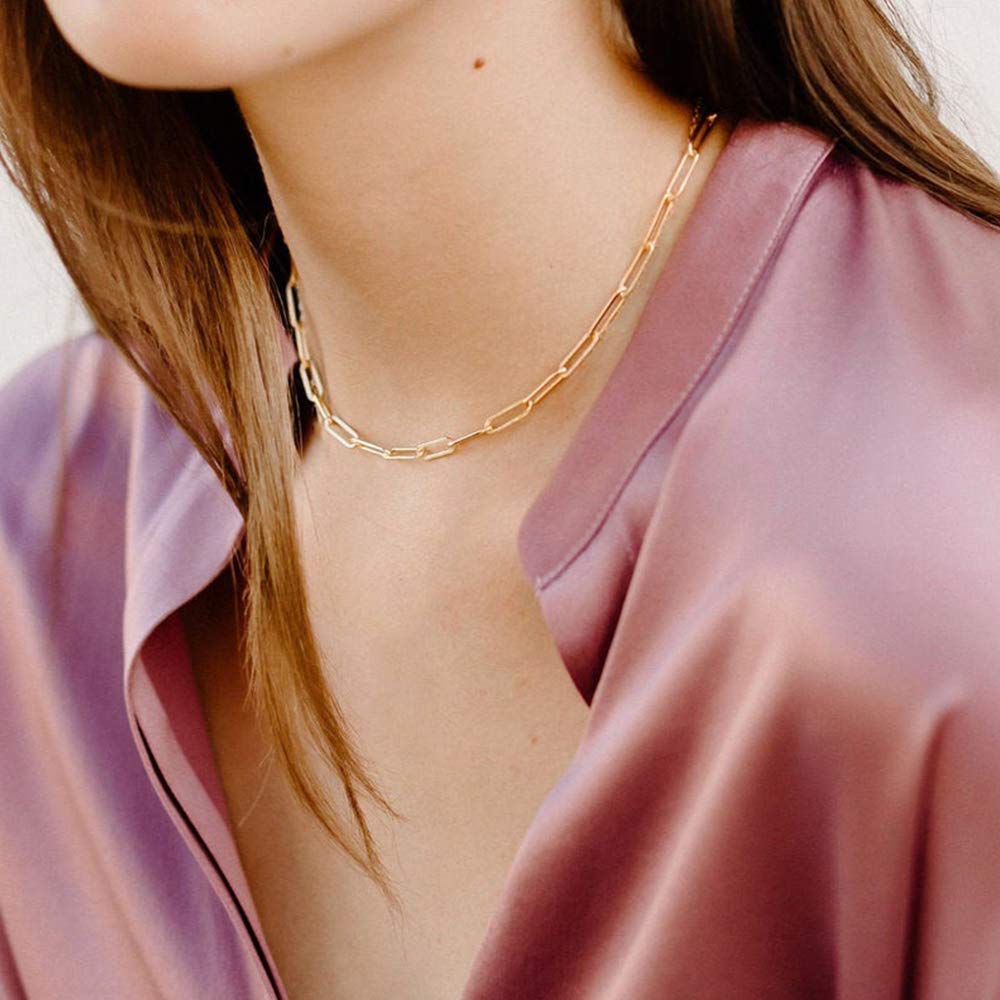 MMOOHAM Dainty Gold Initial Hexagon Necklace - Layered Choker for Women and Teen Girls