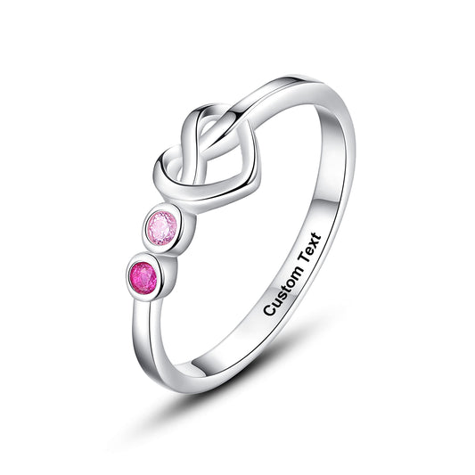 Anello della promessa Anello del cuore per la migliore amica donna amore cravatta Birthstone Carino argento sterling gioielli adolescenti Estetico semplice delicato Regali per la festa della mamma