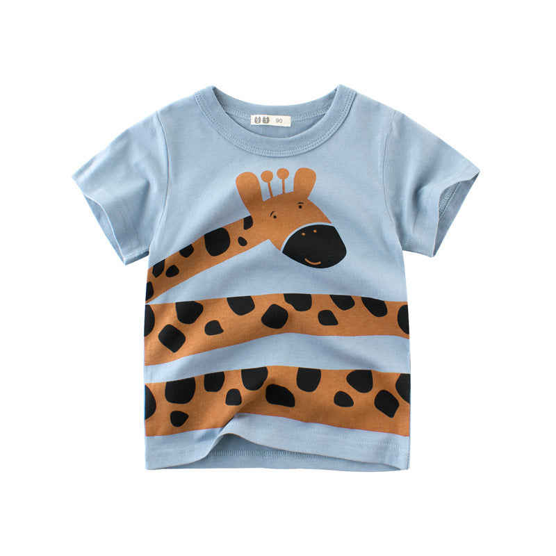 Boy's and Girl´s short sleeve T-shirt with Cartoon Animal Print