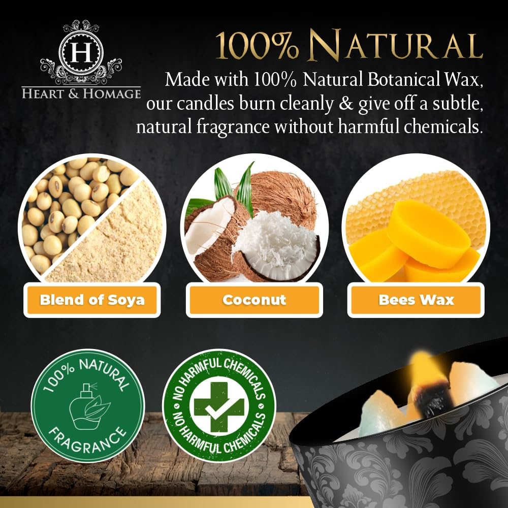 Heart & Homage Natural Scented Meditation Candle with Healing Crystals - Luxurious Wood Wick Candle - Crystal Candle with Premium Gift Packaging, 8.11 oz (Sandalwood)