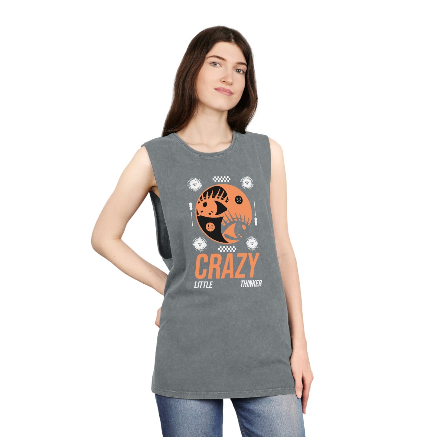 Unisex Stonewash Tank Top Crazy Little Thinker