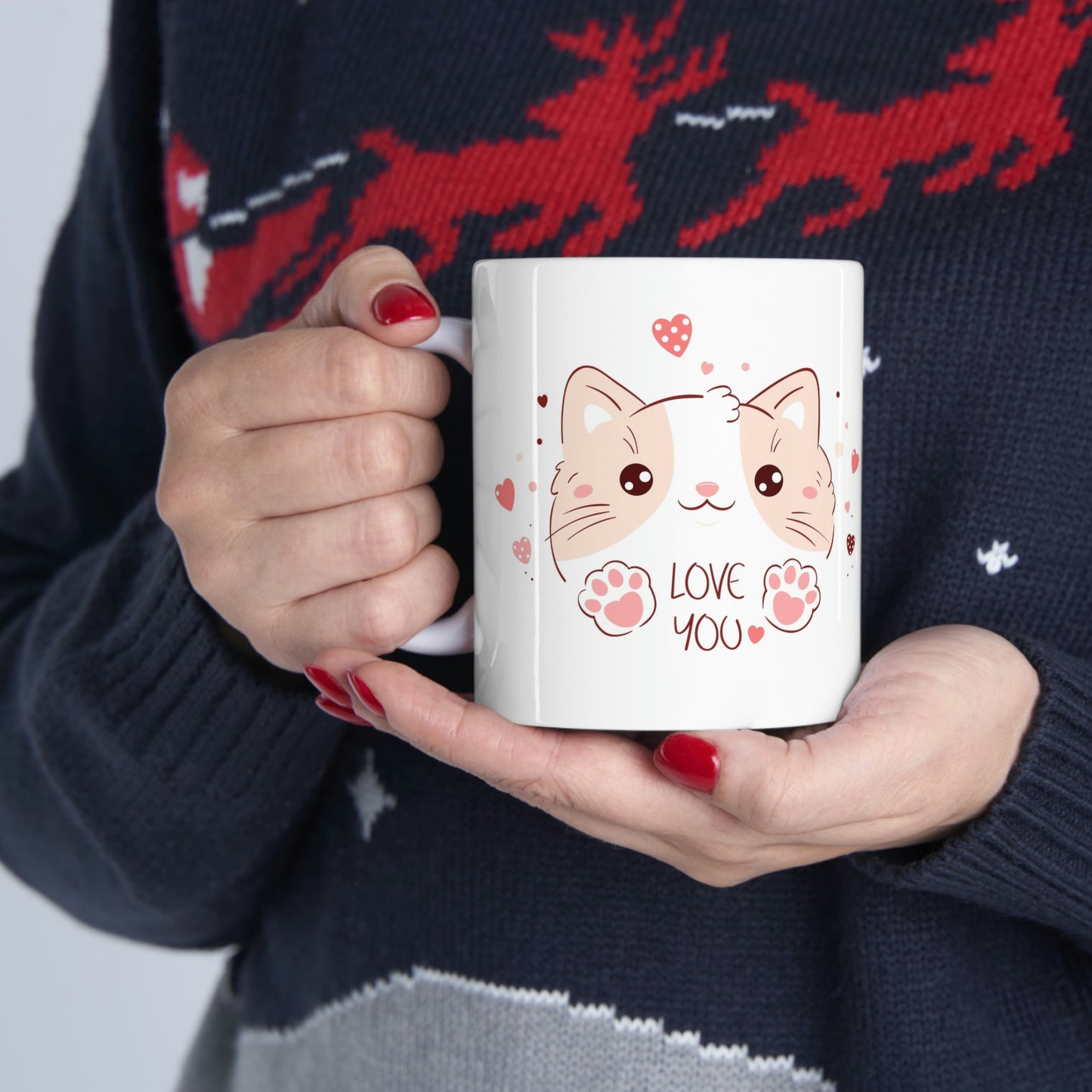 Ceramic Mug 11oz With A Cute Kitten Design - ILove You