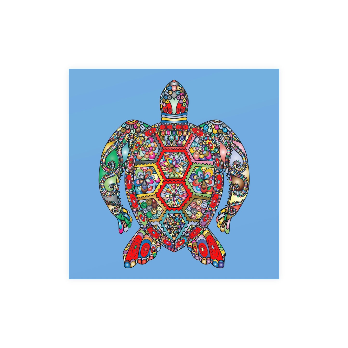 Matte Paper Poster Multicolor Mandala Turtle