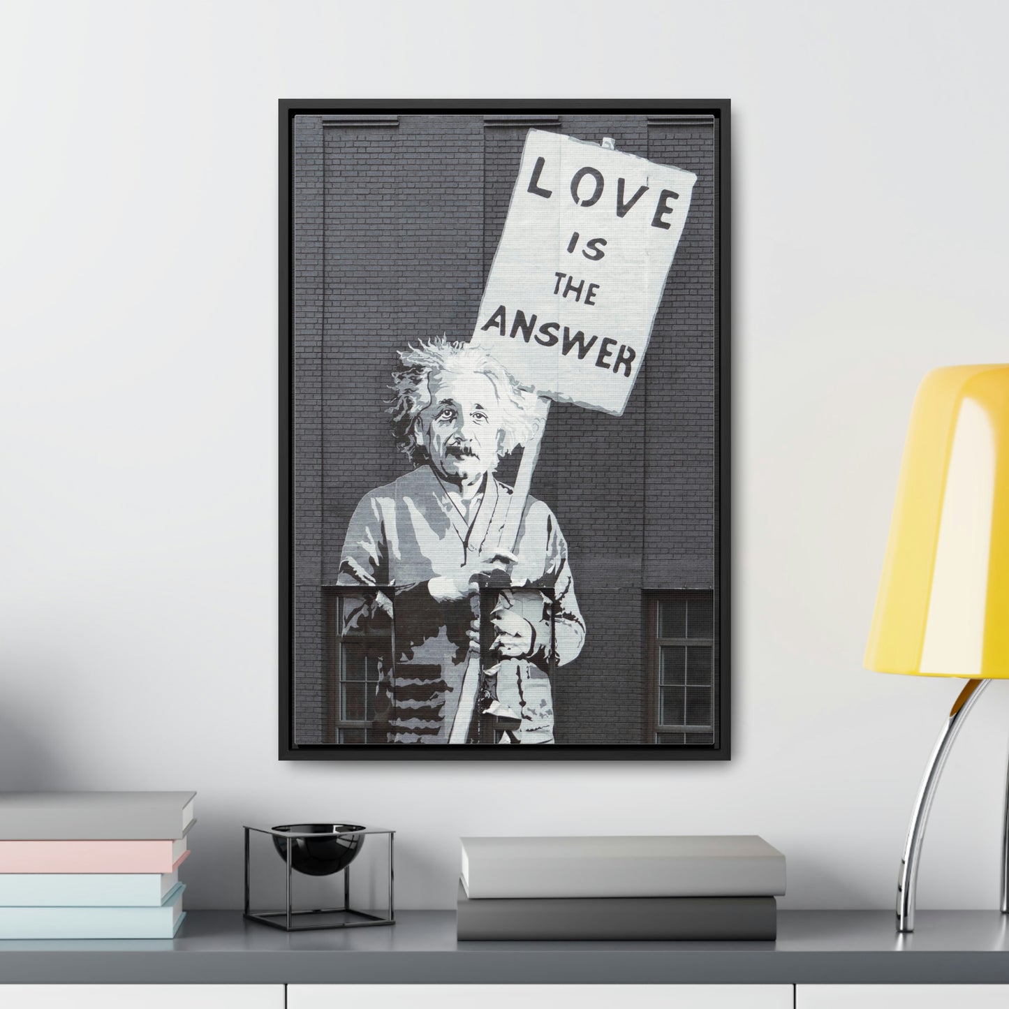 Einstein Love Is The Answer Canvas Print  Framed Gallery Canvas Wraps, Vertical Frame