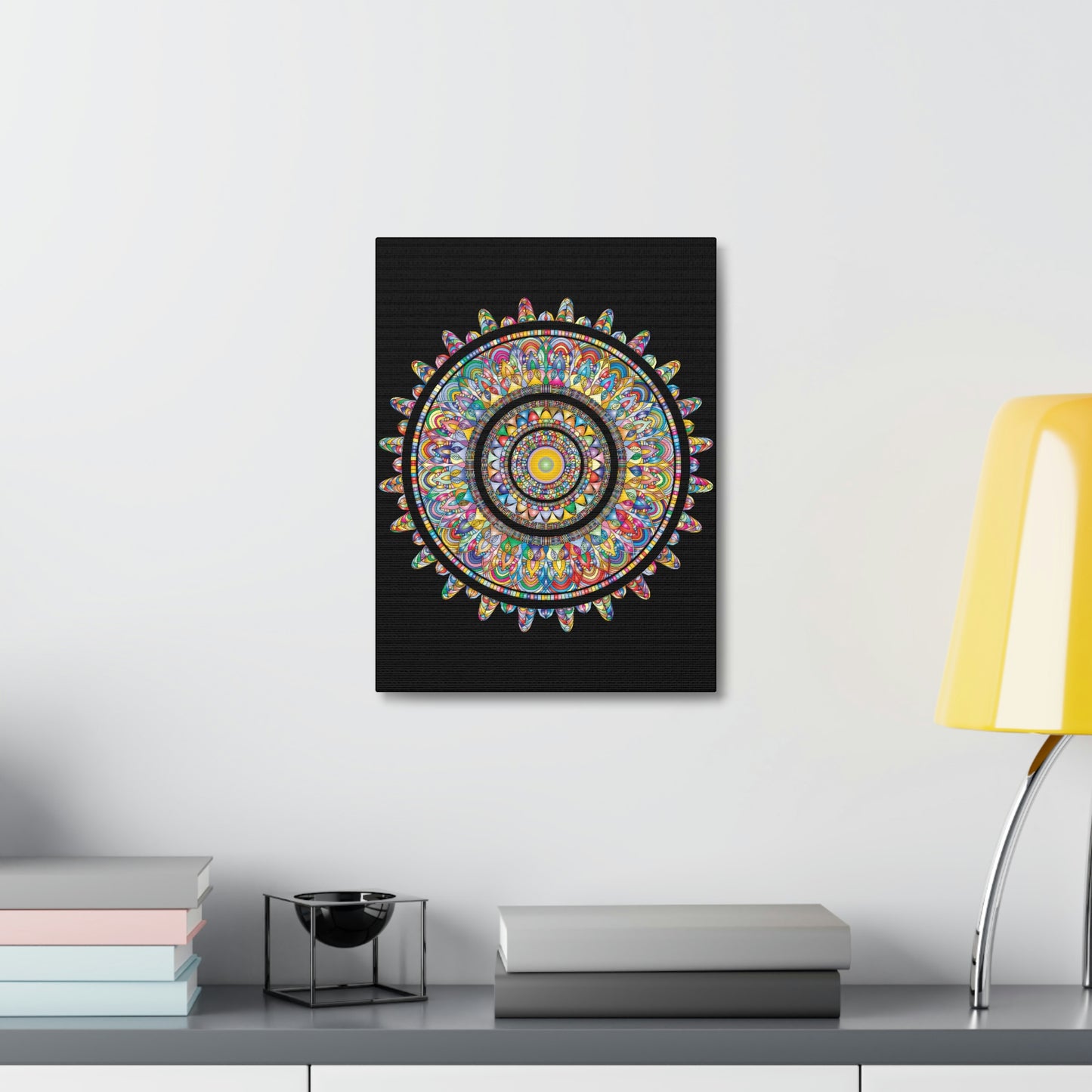 Beautiful Colorful Mandala Wall Art Satin Canvas, Stretched