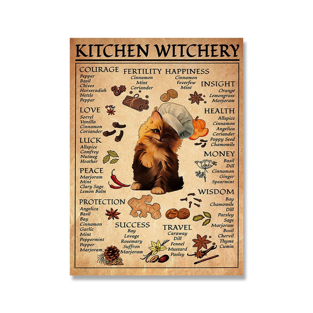 Kitchen Witchery Funny Posters and Prints Decoration Canvas Wall Pictures Witches Magic Knowledge Art Painting Gifts Home Decor