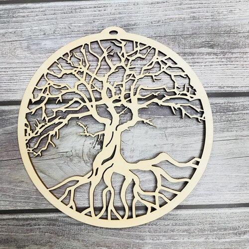 Tree of Life Wood Wall Hanging Laser Cut Wooden Wall Art Sacred Geometry Yoga Studio Unique Handmade Spiritual Gift Home Decor