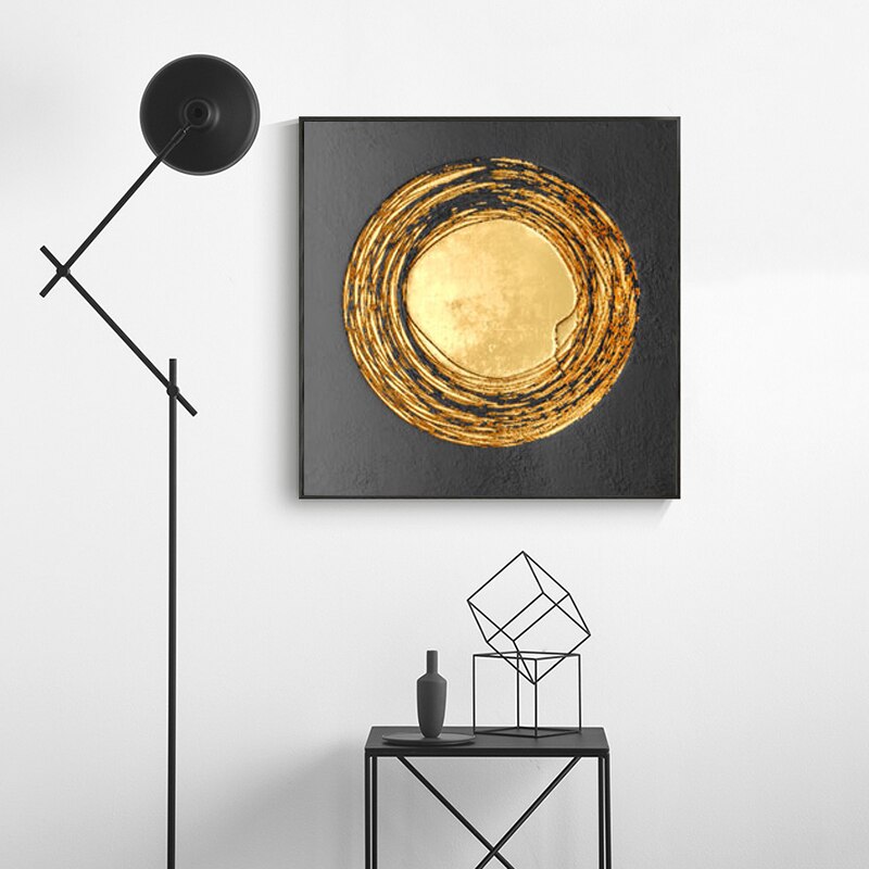 "Golden Hues Abstract" - Modern Wall Art with Gold Foil Accents