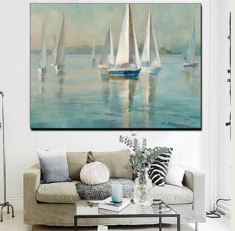 Serene Escape: Nordic Seascape Canvas - Modern Wall Art for a Tranquil Living Space