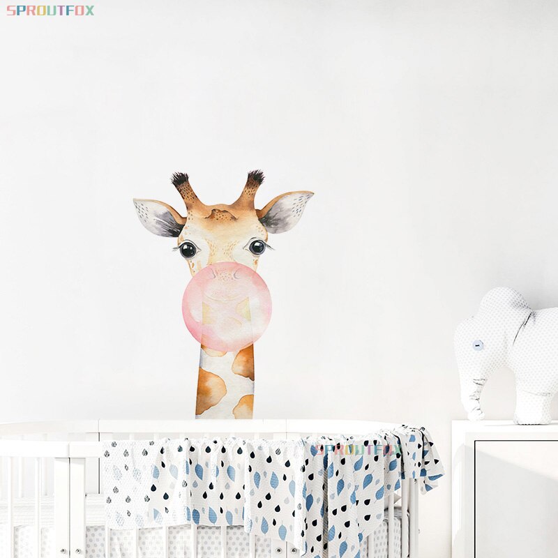 Baby Giraffe Wall Stickers for Kids Room Home Living Room Decoration Cute Animal Decals Modern Art Poster Wallpaper Decorative