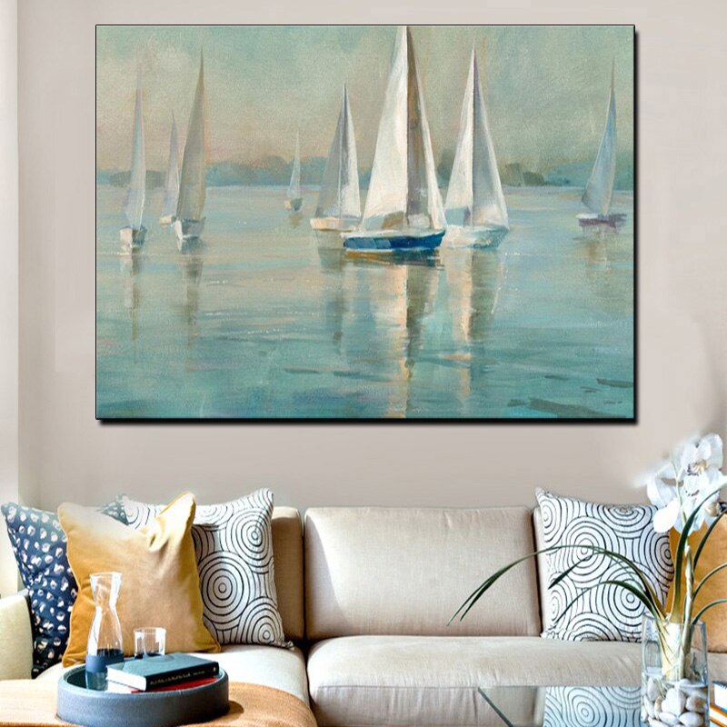 Serene Escape: Nordic Seascape Canvas - Modern Wall Art for a Tranquil Living Space