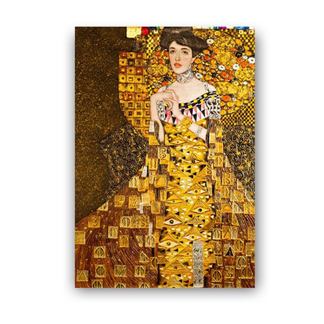 The Kiss Adele Bloch Bauer Retro Famous Gustav Klimt Poster Hd Print Canvas Painting Wall Art Picture for Interior Living Room