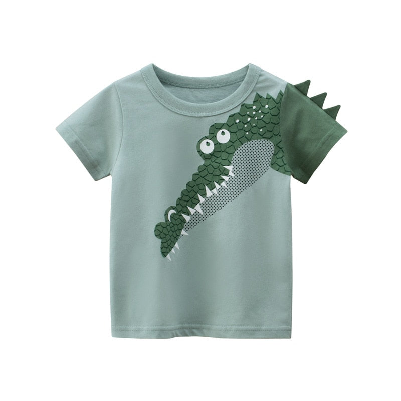 Tee Children Tops Kids Boys Girls T-Shirts Clothing Tops Clothes Print Cartoon Cotton Animal T Shirts Short Sleeves New 2021