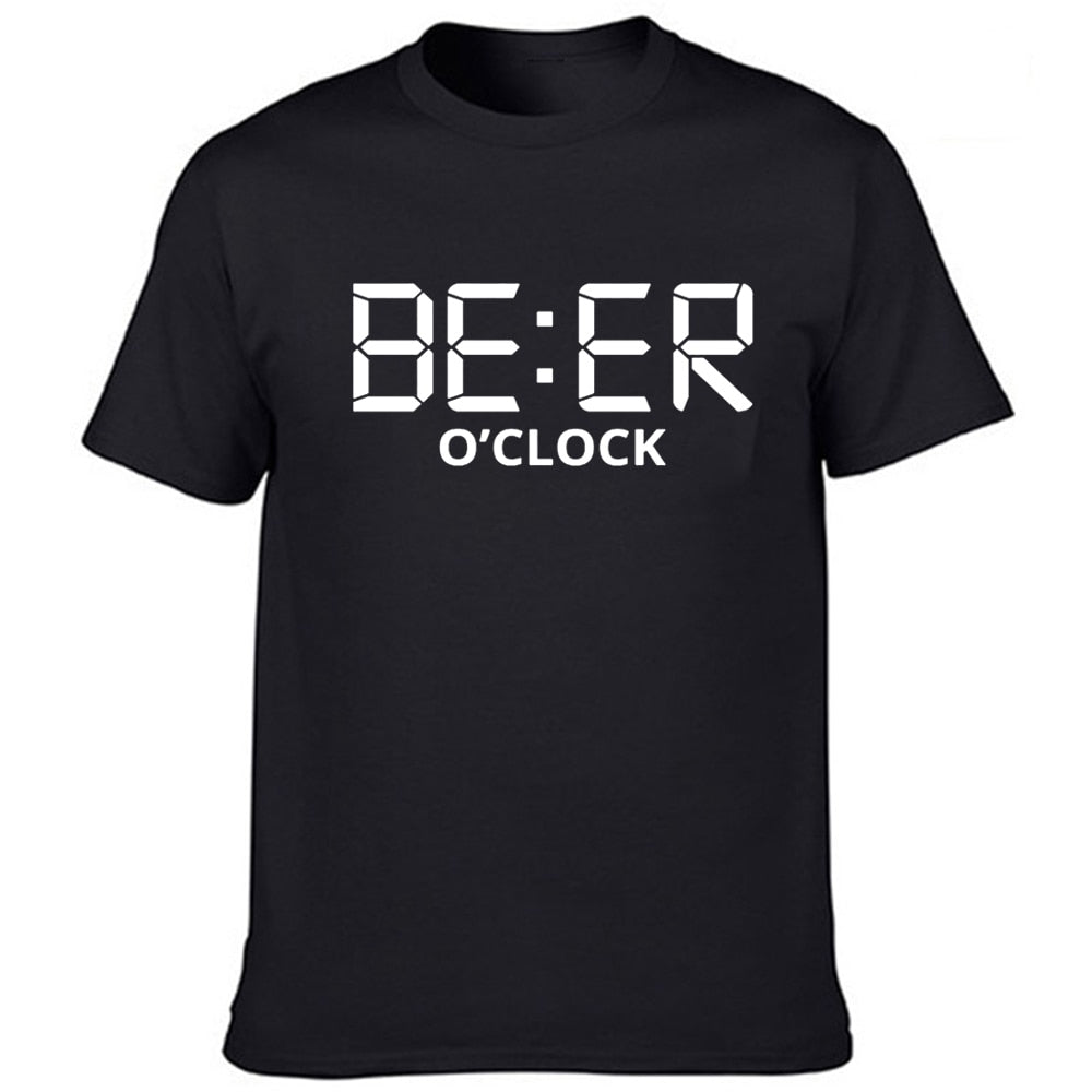 Men's 'Beer O'Clock' Humor T-Shirt - Cool & Comfy Summer Streetwear