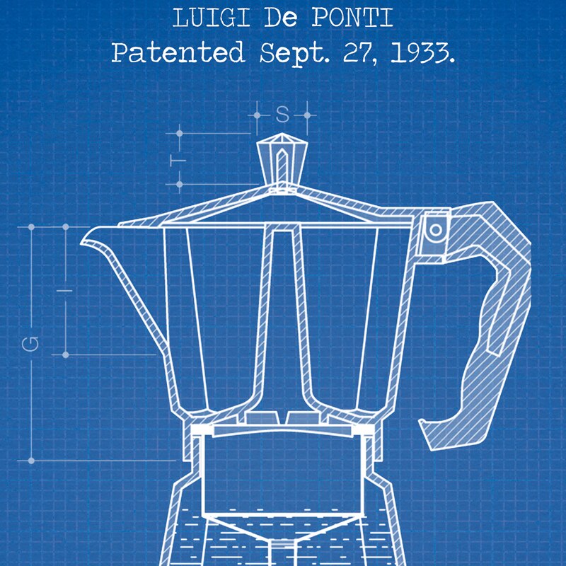 Coffee Pot Patent Posters and Prints Bialetti Moka Poster Coffee Blueprint Art Picture Canvas Painting Kitchen Wall Art Decor