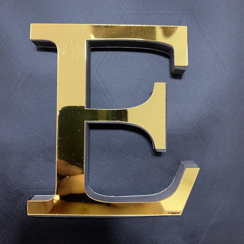 English Alphabet Acrylic Gold Wall Stickers Home Decor For Living Room Bedroom Cabinet 3D Mirror Poster Peel &amp; Stick Wallpaper