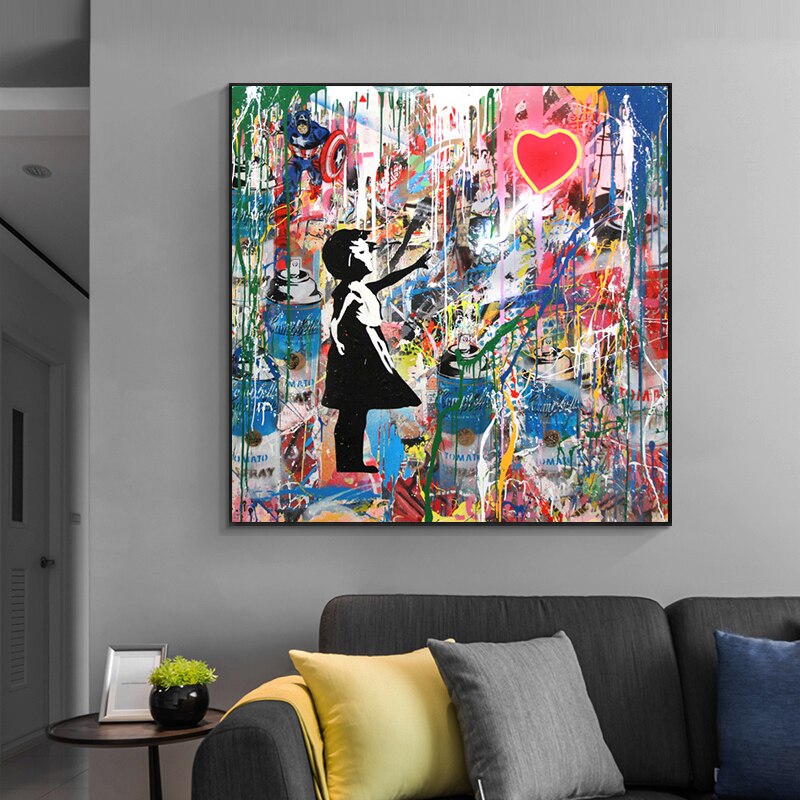 Street Graffiti Art Banksy Art Pop Art Canvas Painting Posters Wall Art for Living Room Home Decor (No Frame)