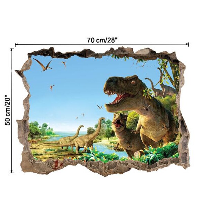 3D vivid dinosaur wall sticker  home decoration jurassic period animal movie poster wall stickers for kids rooms