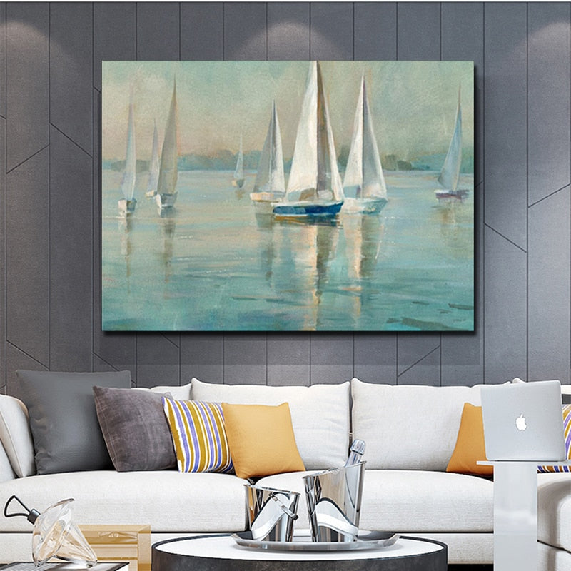 Serene Escape: Nordic Seascape Canvas - Modern Wall Art for a Tranquil Living Space