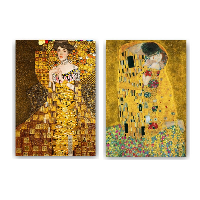 The Kiss Adele Bloch Bauer Retro Famous Gustav Klimt Poster Hd Print Canvas Painting Wall Art Picture for Interior Living Room