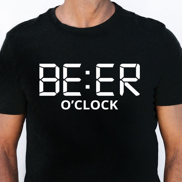 Men's 'Beer O'Clock' Humor T-Shirt - Cool & Comfy Summer Streetwear