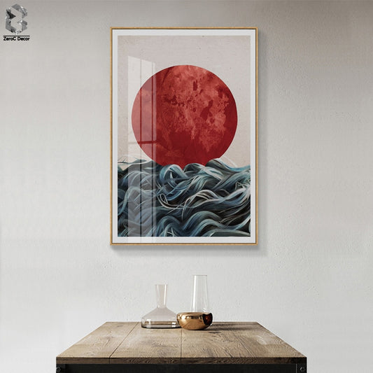 Abstract Japanese Sunrise Posters and Prints Wall Art Canvas Painting Pictures For Living Room Seascape Home Decor