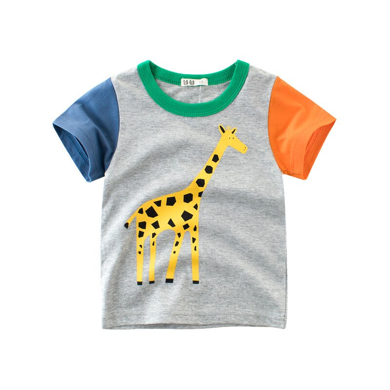 Tee Children Tops Kids Boys Girls T-Shirts Clothing Tops Clothes Print Cartoon Cotton Animal T Shirts Short Sleeves New 2021