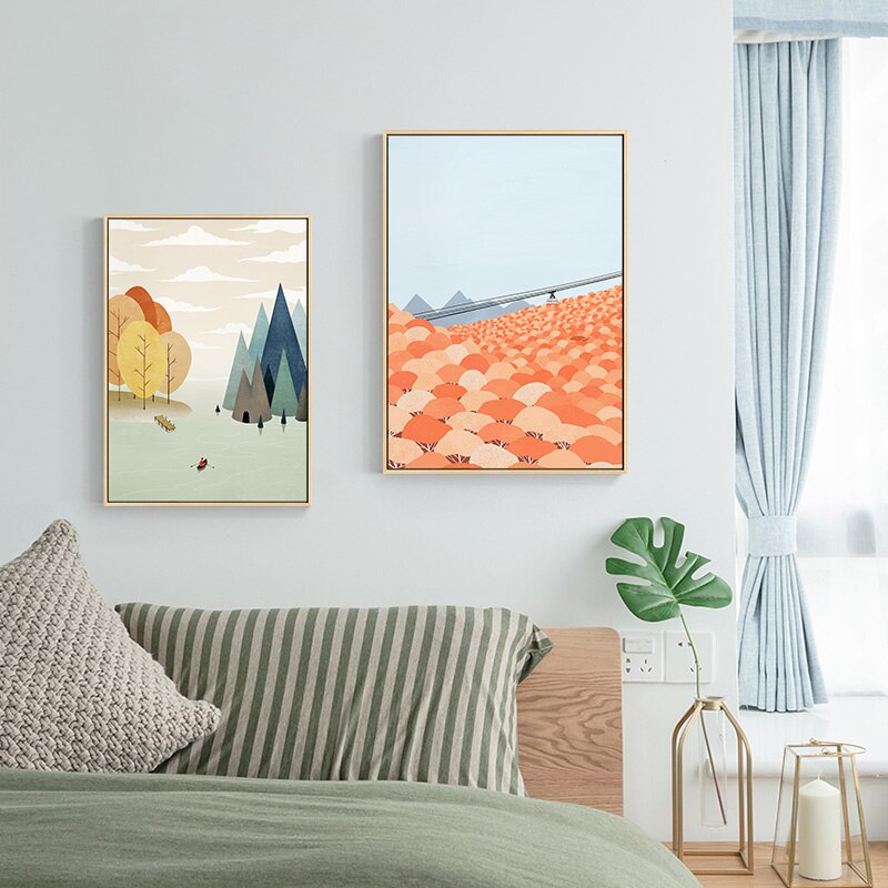 Nordic Abstract Landscape Poster Contemporary Art Wall Pictures Print Modern Paintings for Living Room Scandinavian Home Decor