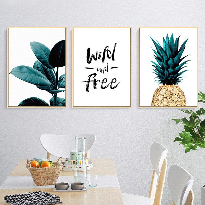 Monstera Green Plant Leaves Pineapple Parrot Painting Home Wall Decoration Tropical Wall Art Pictures Canvas Painting Posters