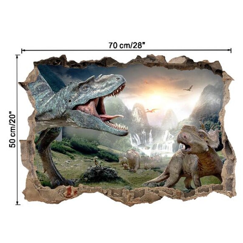 3D vivid dinosaur wall sticker  home decoration jurassic period animal movie poster wall stickers for kids rooms