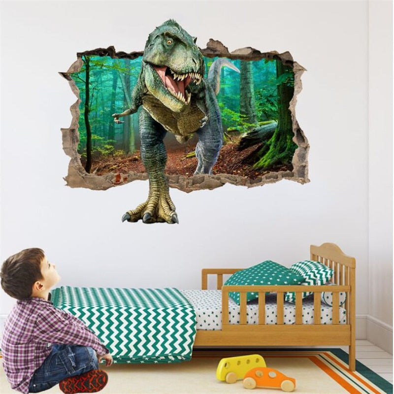 3D vivid dinosaur wall sticker  home decoration jurassic period animal movie poster wall stickers for kids rooms