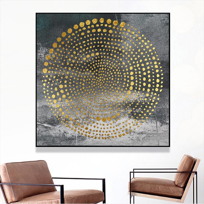 "Golden Hues Abstract" - Modern Wall Art with Gold Foil Accents